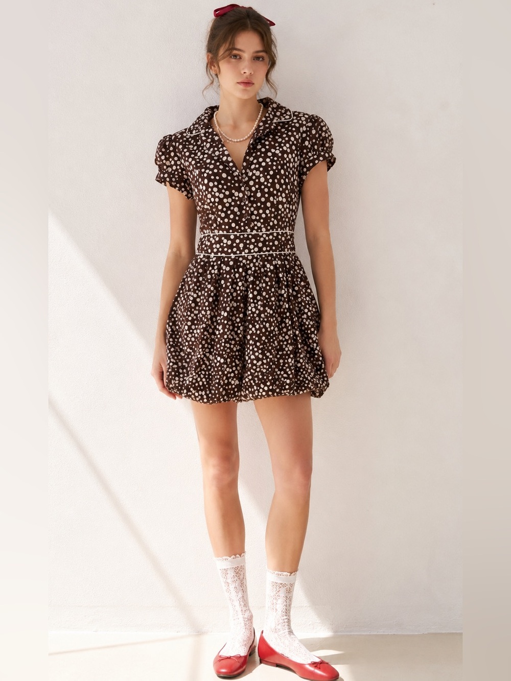 Speechless Polka Dot Bubble Hem Mini Dress Juniors SZ 7